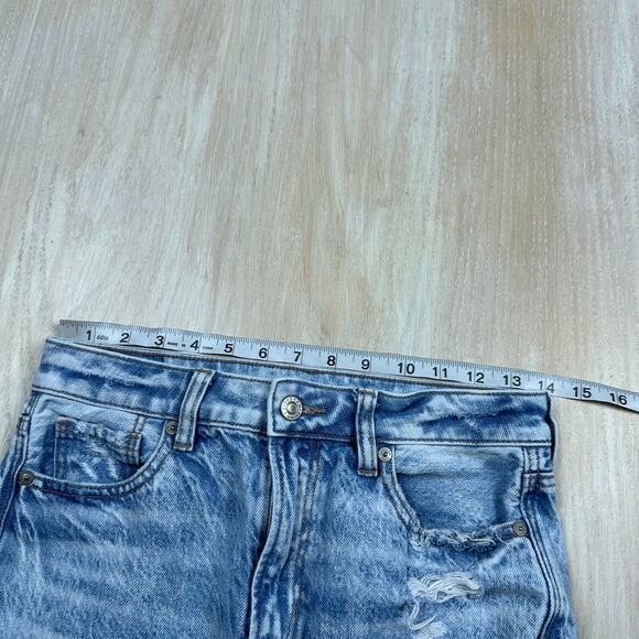 American Eagle Comfort Stretch Waistband Mom Jean Distressed Destroyed Jeans 0 - Picture 9 of 16